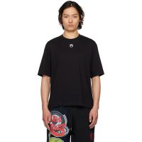 Marine Serre Black Organic Cotton Plain T-shirt 251020M213010