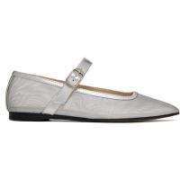 Le Monde Beryl Silver Mesh Mary Jane Ballerina Flats 251226F118019