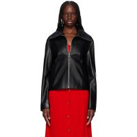 Nour Hammour Black Manen Minimalist Leather Jacket 251306F064025