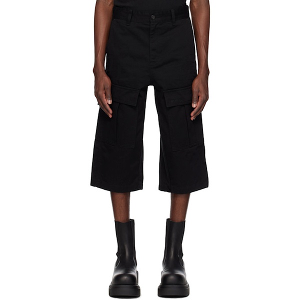 We11done Black Chino Cargo Shorts 251327M193004