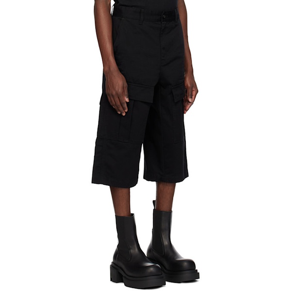 We11done Black Chino Cargo Shorts 251327M193004