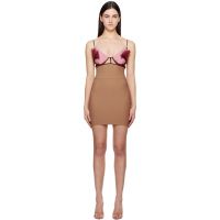 Nensi Dojaka Tan & Pink Celina Floral Petal Minidress 251334F052003