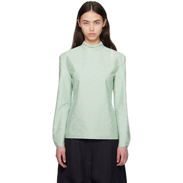 마르니 Marni Green Confetti Cotton Jacquard Shirt 251379F107002