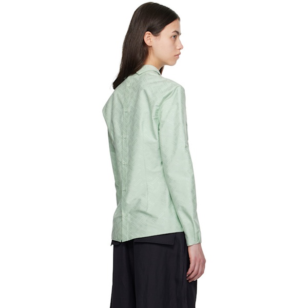 마르니 Marni Green Confetti Cotton Jacquard Shirt 251379F107002