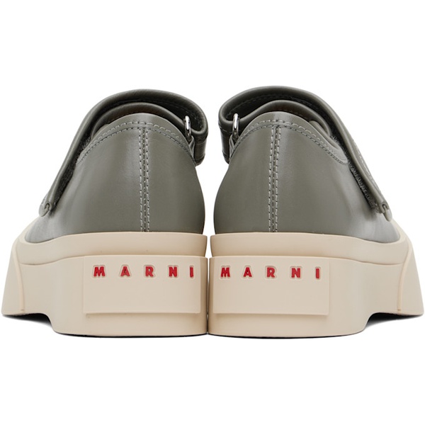 마르니 Marni Gray Leather Mary Jane Sneakers 251379F118004