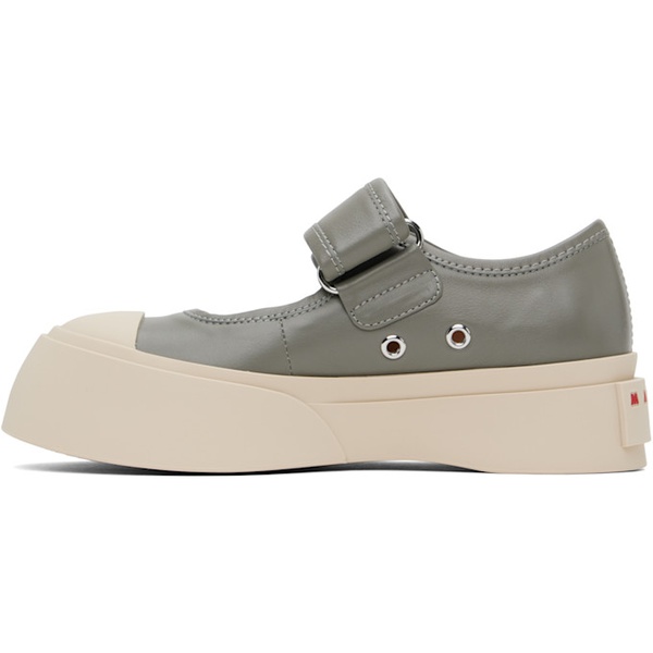 마르니 Marni Gray Leather Mary Jane Sneakers 251379F118004