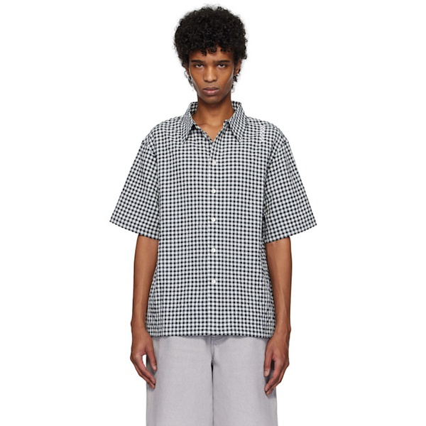 마르니 Marni Black & White Gingham Seersucker Shirt 251379M192016