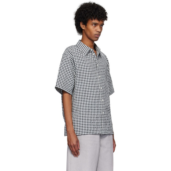 마르니 Marni Black & White Gingham Seersucker Shirt 251379M192016
