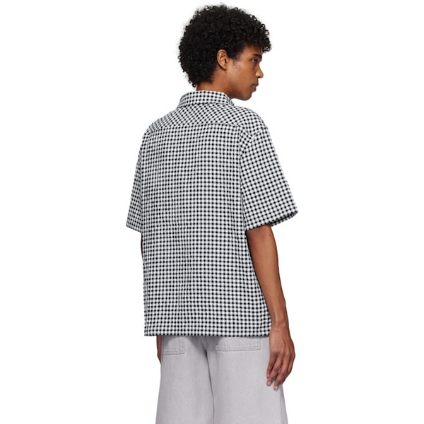 마르니 Marni Black & White Gingham Seersucker Shirt 251379M192016