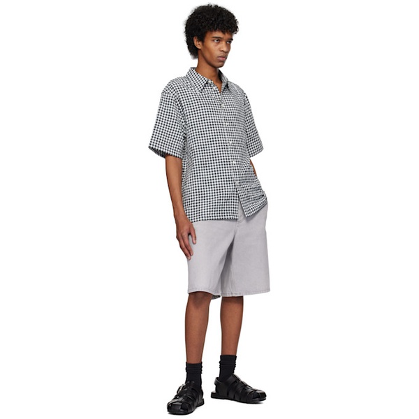 마르니 Marni Black & White Gingham Seersucker Shirt 251379M192016