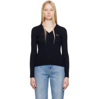 Maison Kitsune Navy Baby Fox Patch Fine Ribbed Cardigan 251389F095008