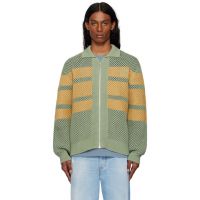 Maison Kitsune Khaki Striped Mesh Blouson Jacket 251389M180011