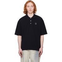 Maison Kitsune Black Bold Fox Head Patch Oversize Polo 251389M212006