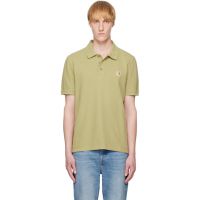 Maison Kitsune Khaki Fox Head Patch Regular Polo 251389M212032