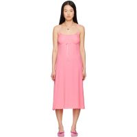 Simone Rocha Pink Negligee Bow Slip Midi Dress 251405F052009