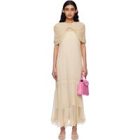 Simone Rocha Beige Extended Bow Multi-Seam Maxi Dress 251405F054007