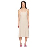 Simone Rocha Beige Negligee Bow Midi Dress 251405F054012
