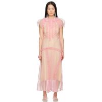 Simone Rocha Pink Ruffle Frill Multi-Seam Maxi Dress 251405F054022