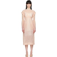 Simone Rocha Pink Elasticated Gathered Sleeve Tulip Midi Dress 251405F054025