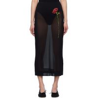 Simone Rocha Black Embellished Carnation Column Midi Skirt 251405F092009