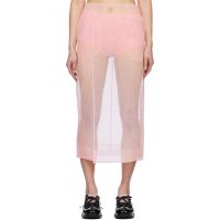 Simone Rocha Pink Sheer Slit Pencil Midi Skirt 251405F092022