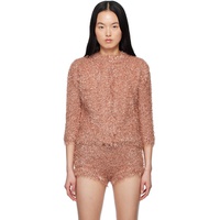 Simone Rocha Pink Tinsel Knit Cardigan 251405F095013