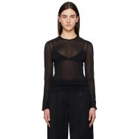 Simone Rocha Black Sheer Fitted Ballet Mesh T-shirt 251405F110001