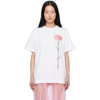 Simone Rocha White Carnation Print Short Sleeve T-shirt 251405F110009