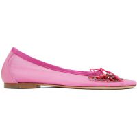 Simone Rocha Pink Embellished Flower Mesh Ballerina Flats 251405F118000