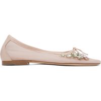Simone Rocha Pink Embellished Flower Mesh Ballerina Flats 251405F118003