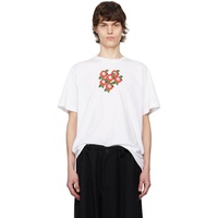 Simone Rocha White Cluster Rose Logo Print Short Sleeve T-shirt 251405M213004