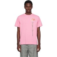Simone Rocha Pink Carnation Print T-shirt 251405M213008