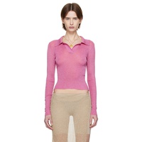 Isa Boulder SSENSE Exclusive Pink Metallic Long Sleeve Polo 251541F108001