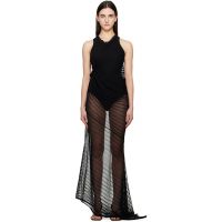 Victoria Beckham Black Sleeveless Gathered Detail Maxi Dress 251784F055002