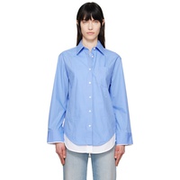 Victoria Beckham Blue & White Relaxed Double-Layer Shirt 251784F109000