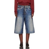 Martine Rose Blue Zip Denim Shorts 251892F088004