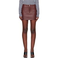 REMAIN Birger Christensen Burgundy Bonded Leather Miniskirt 251985F090001