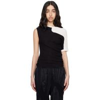 Kiko Kostadinov Black & White Nomas Asymmetric Knit Raglan Sweater 251985F096002