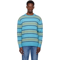 The Elder Statesman Blue Reef Stripe Sweater 252014M201002