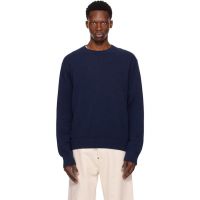 The Elder Statesman Navy Simple Crew Sweater 252014M201007