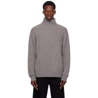The Elder Statesman Gray Relaxed Half-Zip Sweater 252014M202007