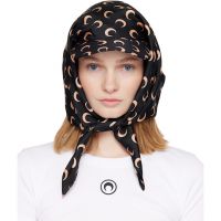 Marine Serre Black & Pink Moon Silk Veiled Cap 252020F016001