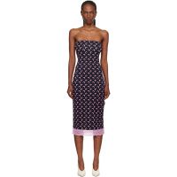 Marine Serre Black Recycled Moon Jersey Bustier Midi Dress 252020F054004