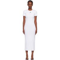 Marine Serre White Moon Logo Ribbed Jersey Tube Maxi Dress 252020F055002