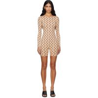 Marine Serre Beige Moon Printed Jersey Jumpsuit 252020F070005