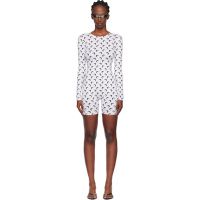 Marine Serre White Recycled Moon Jersey Short Catsuit 252020F070006