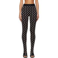 Marine Serre Black Recycled Moon Jersey Stirrup Leggings 252020F085003