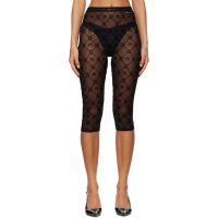 Marine Serre Black Moonogram Mesh Flock Capri Leggings 252020F085008