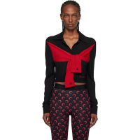 Marine Serre Black Hybrid Knit Wrapped Cardigan 252020F095001