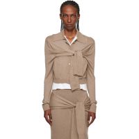 Marine Serre Beige Hybrid Knit Wrapped Cardigan 252020F095002
